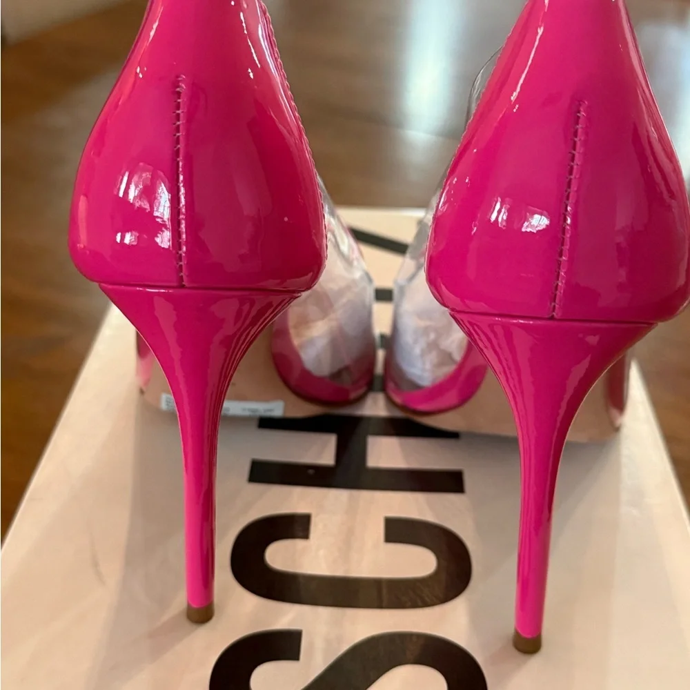 SCHUTZ Hot Pink and Clear Pointed Stiletto Pumps LIKE NEW WORN ONCE - Picture 3 of 8
